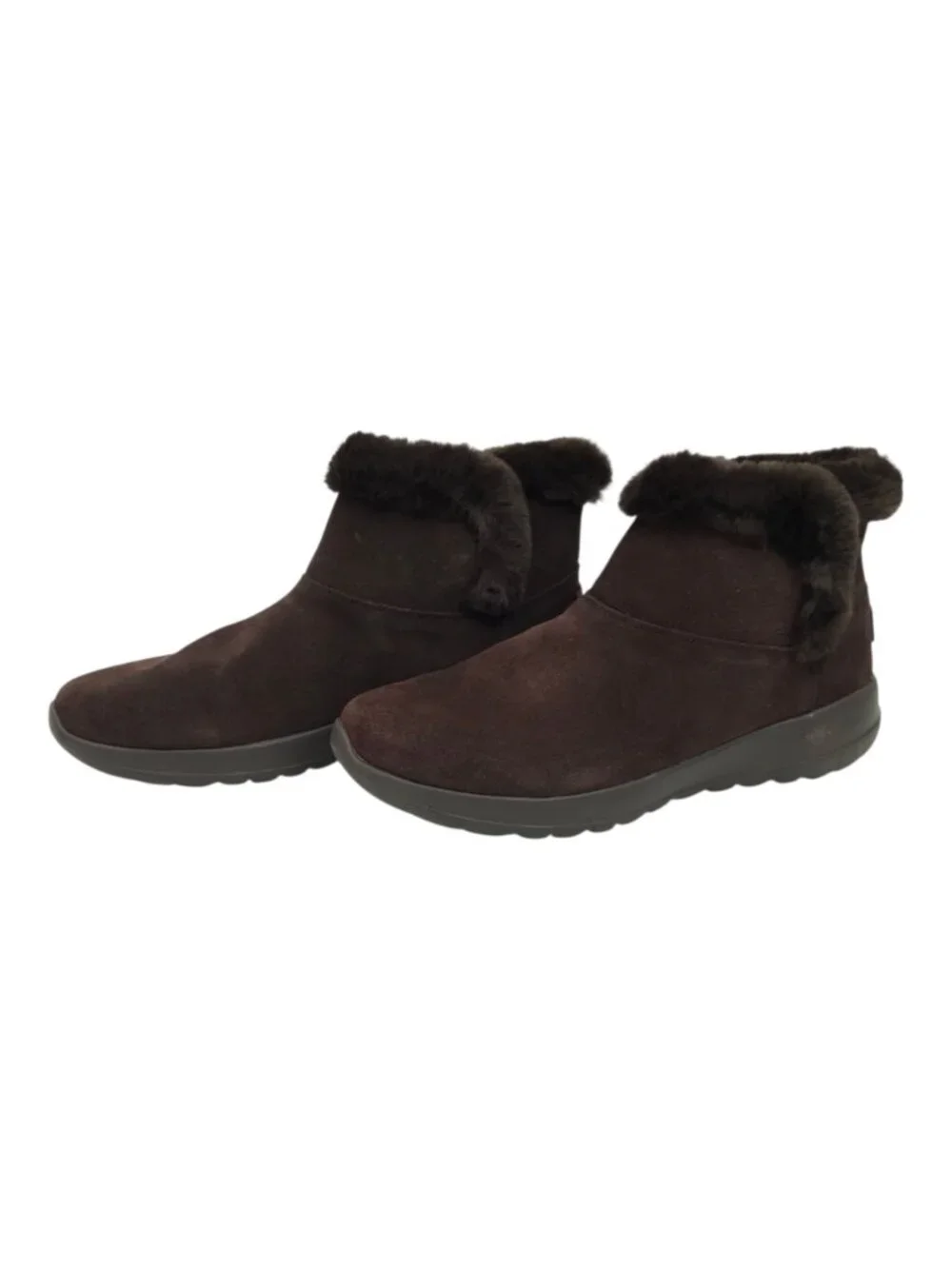 Skechers On The GO Joy Bundle Up Boots Sz 10 Brown Suede Faux Fur Ankle Bootie